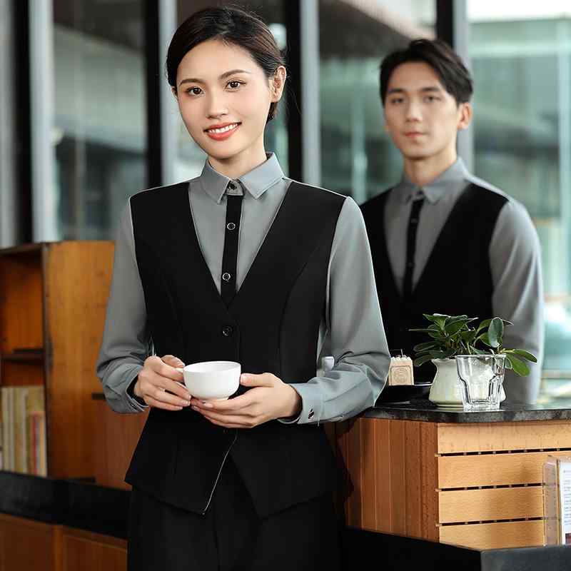 ウェイター 制服 レディース メンズ ユニフォーム レストラン ホテル カフェ 中華 ケータリング 飲食店 接客業 清潔感 爽やか 作業着 秋冬 長袖