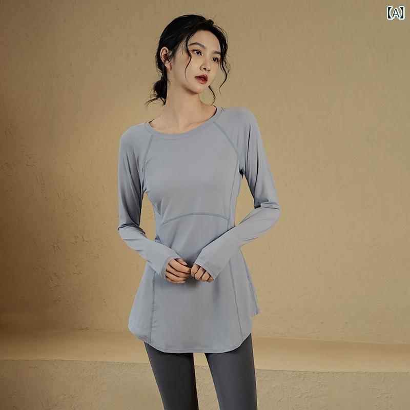 レディース フィットネス ウェア ヨガ トレーニング スポーツ ウェア オールシーズン トップス ロング Tシャツ 長袖 秋冬 6,511円