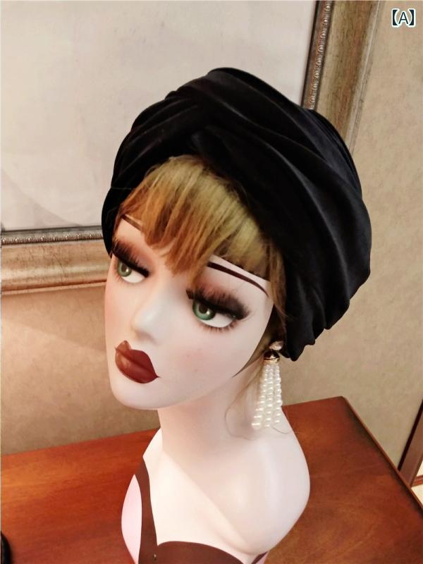 帽子 ヘッドバンド ターバン エスニック 起毛 秋冬 ヘアアクセサリー ゆったり レディース