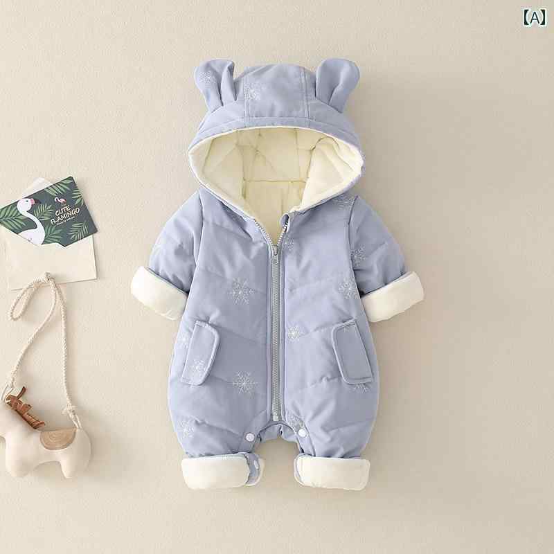 ベビー服 ロンパース オールインワン フード ジャンプスーツ 裏起毛 暖かい 冬 かわいい キュート ギフト 新生児 ベビー品｜セキュアデポ 7,834円