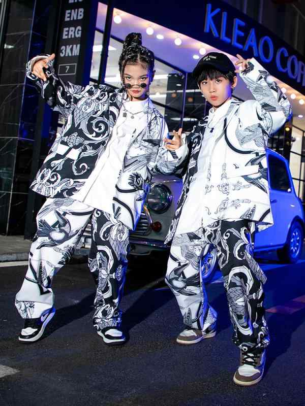 キッズ 子供 ダンス 衣装 セット 長袖 モダン ヒップホップ ストリート ステージ パフォーマンス ファッション イベント フェス レジャー パーティー 韓国 おしゃれ かわいい 映え