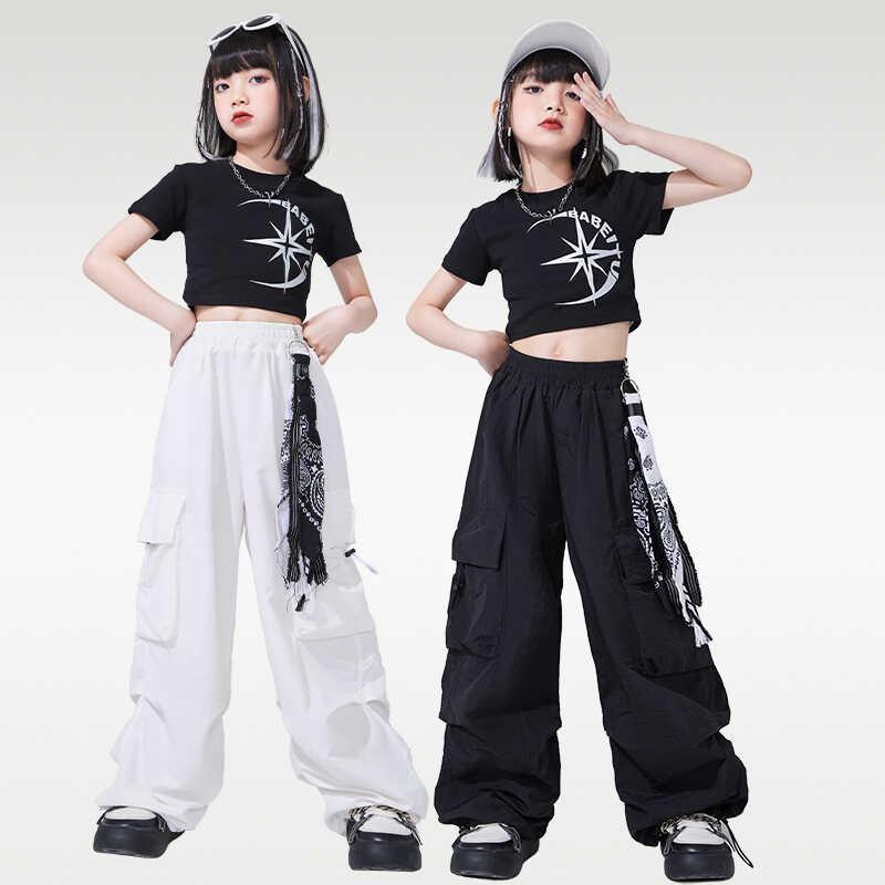 子供服 女の子 Tシャツ へそ出し パンツ コスチューム バンド ダンス ヒップホップ ストリート系 パフォーマンス 衣装 クール かっこいい