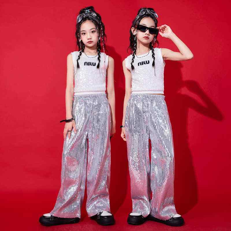 子供服 女の子 男の子 Tシャツ タンクトップ へそ出し パンツ コスチューム バンド ダンス ヒップホップ ストリート系 パフォーマンス 衣装 クール かっこいい キッズ