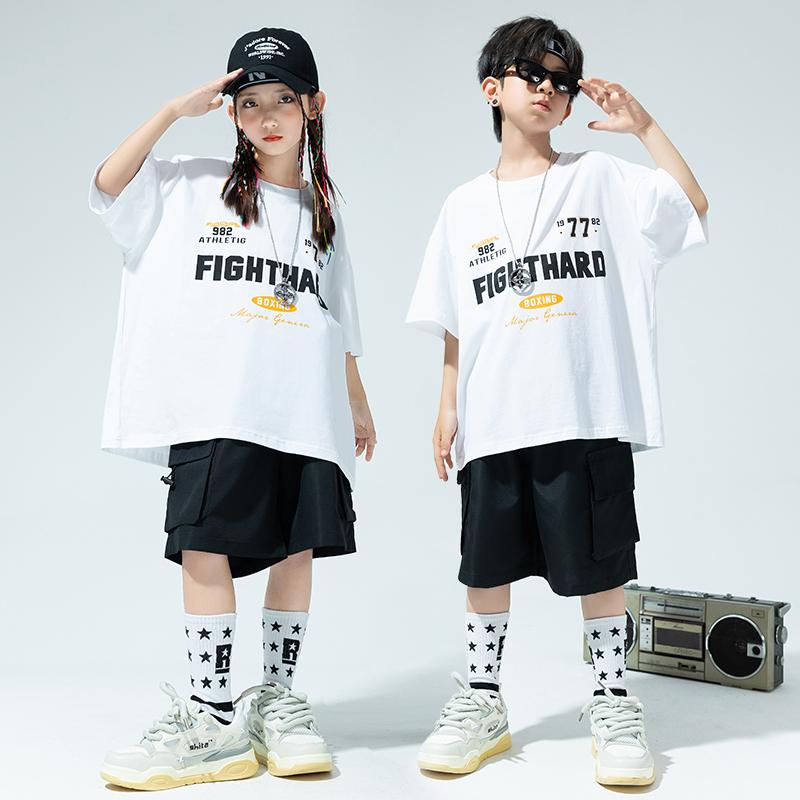 子供服 女の子 男の子 Tシャツ ショートパンツ コスチューム バンド ダンス ヒップホップ ストリート系 パフォーマンス 衣装 クール かっこいい キッズ