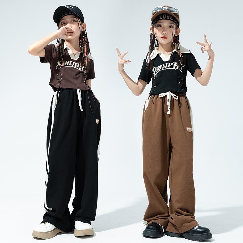 子供服 女の子 ポロシャツ パンツ 夏 コスチューム バンド ダンス ヒップホップ ストリート系 パフォーマンス 衣装 クール かっこいい キッズ