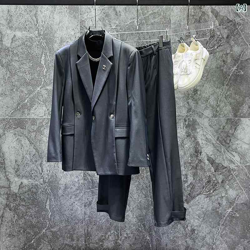 ジャケット メンズ スーツ フラットカラー ファッション 春秋 ボタン装飾 ダブルスリット アウターウェア スタイリッシュ シングルブレスト カジュアル おしゃれ|セキュアデポ