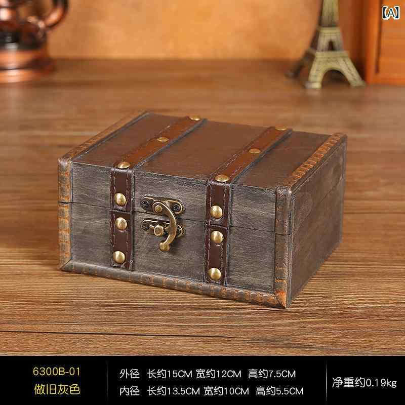 木箱 収納 ボックス 木 ロック可能 小さめ レトロ 子供 宝物 宝箱 収納ボックス アクセサリーボックス 化粧箱