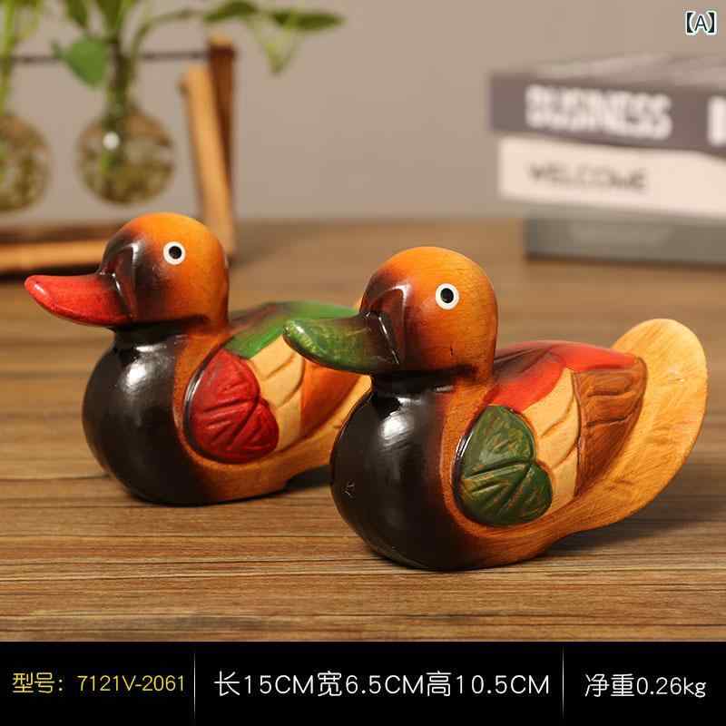 カップル オシドリ 装飾品 ホーム アクセサリー ギフト 新婚 夫婦 ウェディング 木 インテリア ユニーク ナチュラル