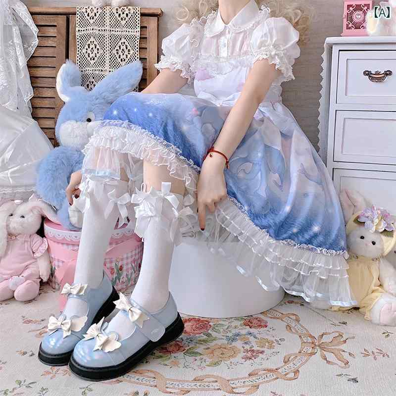 ロリータ シューズ 可愛らしい ガーリー レトロ 心地よい 女子らしい 靴 ラウンドトゥ 厚 うしろ帯 レディース PUなめし革