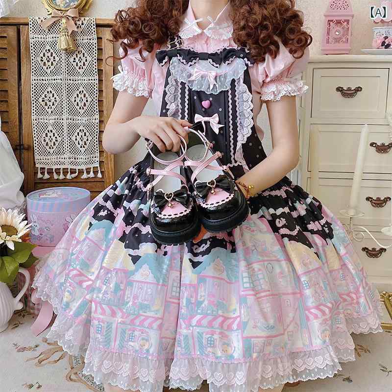 姫御前 シューズ PUなめし革 シューズ レディース 可愛らしい シュロの葉 ガーリー レトロ 心地よい ラウンドトゥ 厚 ロリータ 高校生 靴
