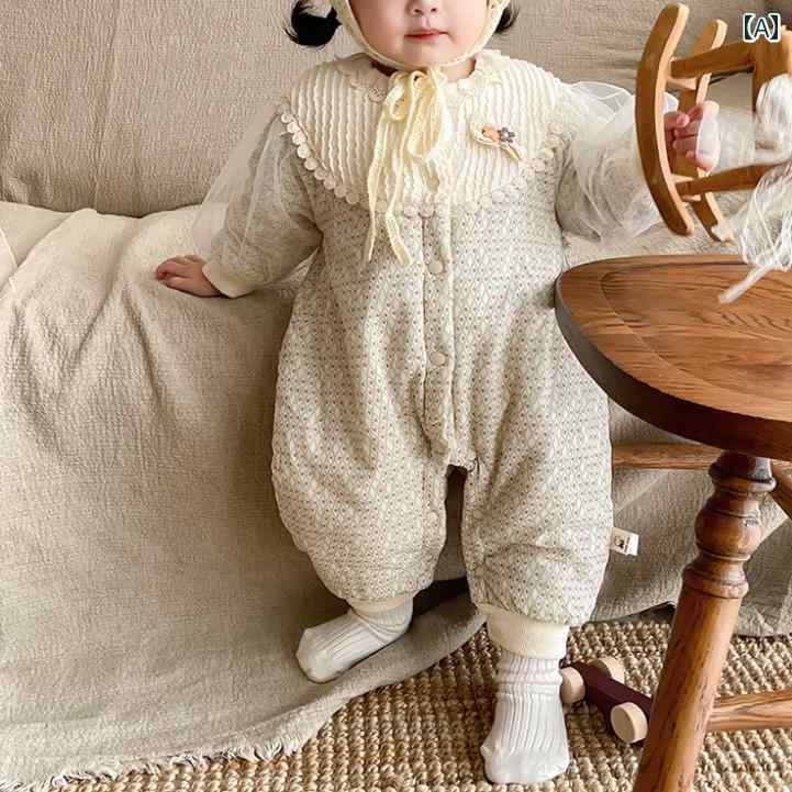 ベビー服 ロンパース ジャンプスーツ 起毛 暖かい 女児 秋冬 かわいい キュート ギフト ベビー品 子供服