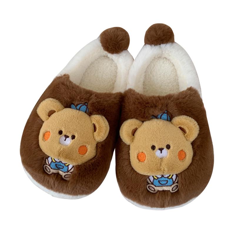 スリッパ ルームサンダル コットン 冬 メンズ レディース兼 カップル かわいい クマ 滑りにくい 保温性