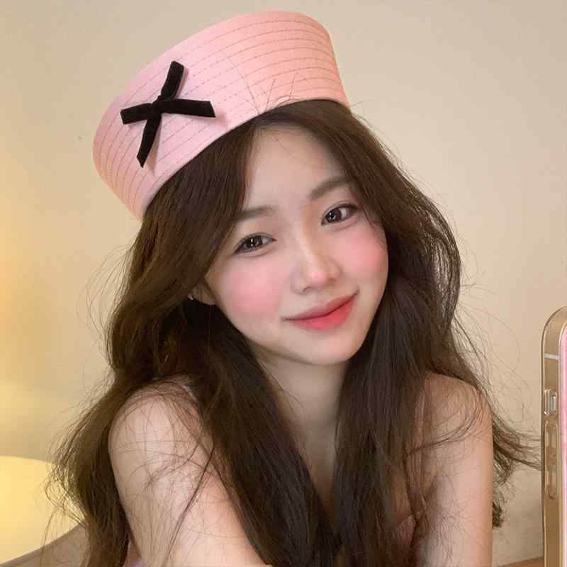 帽子 ピンク リボン JK 制服 ベレー帽 レディース 春秋 ネイビー帽子 セーラー帽子