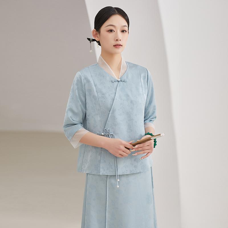 レディース 中華風 背広 スコート ロング 瀬戸もの お召しもの 仕掛ける 晴れ晴れしい 漢服 レトロ 上衣 トップス 総柄 中国風 春夏 レディース 清楚 冷やりとした 愛くるしげ お上さん服