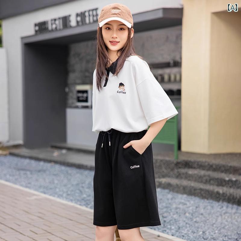 お姉さん セットアップ 2点仕掛ける ズボン下 スポーツシャツ 愛くるしげ スポーティー 心地好い 伸び伸びする デイリー 夏 お子さん かっこ良い 中学校 上級高等学校 学習者 キッズ・ジュニア用ウェア-ウェア-スポーツ・アウトドア