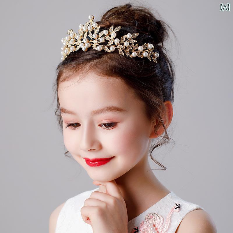 クラウン ティアラ プリンセス 女の子 子供 かわいい キッズ パーティー 誕生日 ヘアアクセサリー 韓国 パフォーマンス レディース