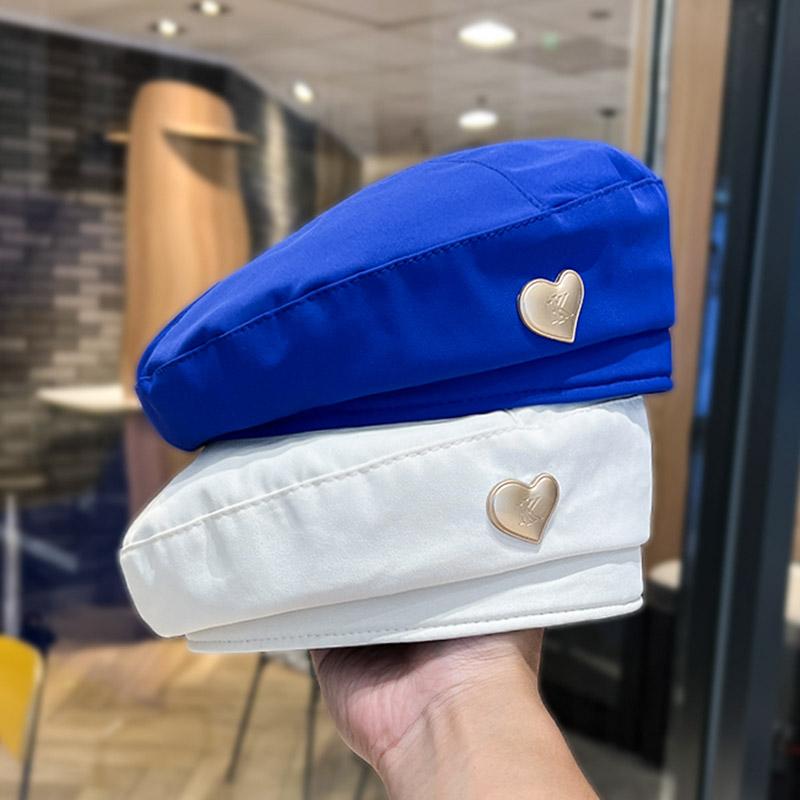 帽子 韓国 レディース かわいい ベレー帽 春秋 ファッション フラットトップ ペインター ベイ レイハット ハートマーク