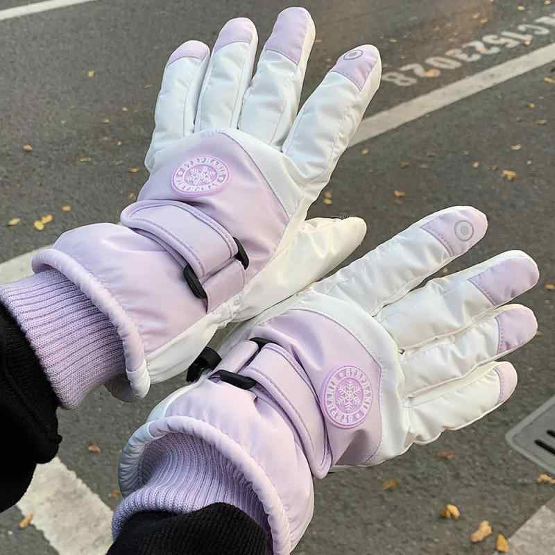 冬 レディース スキー グローブ サイクリング タッチスクリーン 防風性 耐寒性 セパレート フィンガー 裏起毛 厚手 防水 滑りにくい 冬 暖かい