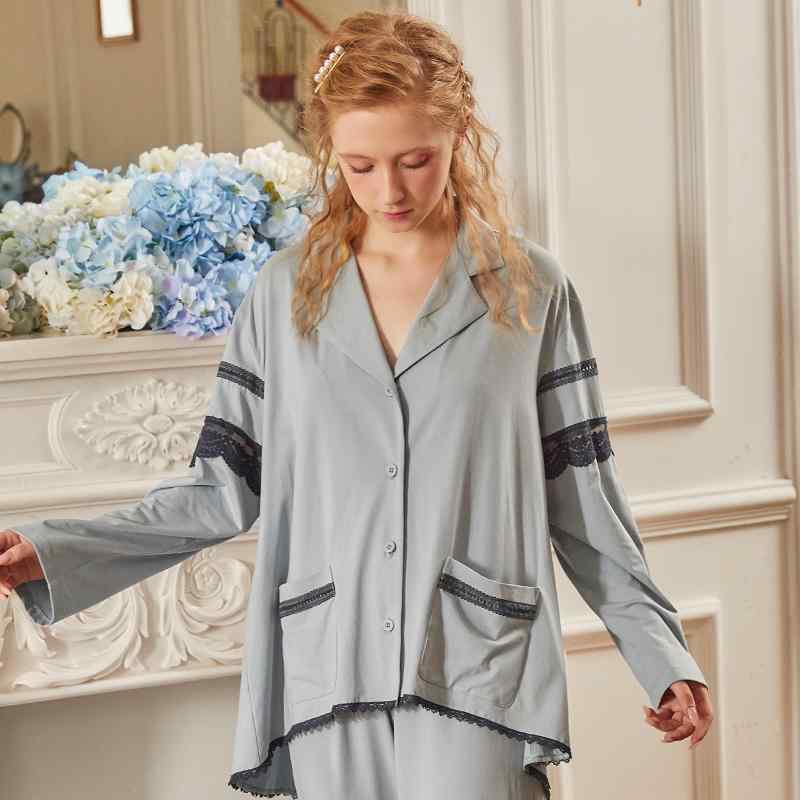 パジャマ レディース 宮廷風 長袖レースフリルシフォン ロングパンツ 上下セット 上品 シンプルフレンチ ポケット付 トップス プルオーバー ブラウス ルーム ナイト ホームウェア 屋内屋外 お家 デート お泊り リラックス 入院 女子会 美映え