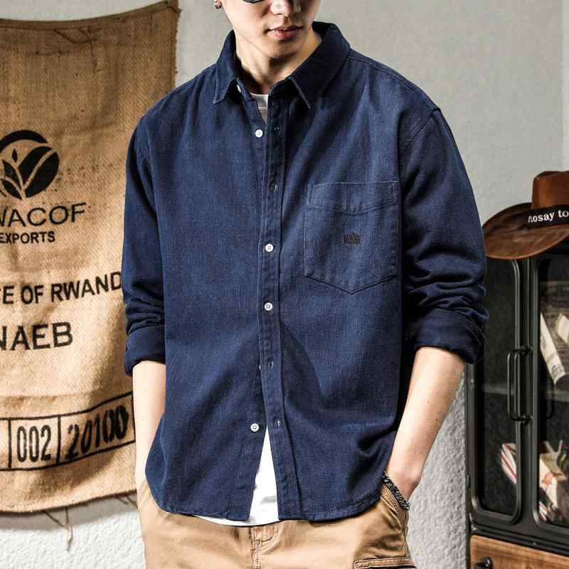 メンズ 高感 レトロ シャツ 長袖 春 アメリカン ワークウェア デニムシャツ ジャケット メンズ オールシーズン ゆったり ファッション