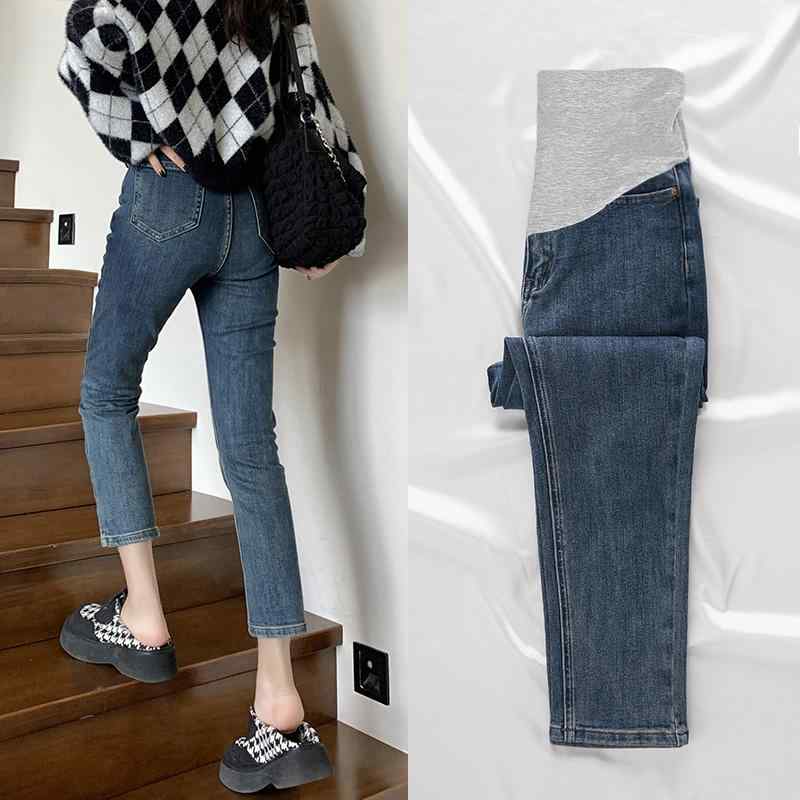 マタニティパンツ 春秋 アウター 大きめサイズ ストレート パンツ 妊娠 初期 秋 カジュアル シガレット ジーンズ 秋服 妊婦 デニム ファッション