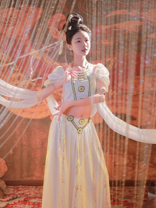 ダンス 衣装 写真撮影 コスチューム レディース 敦煌 衣装 飛天 漢服 パフォーマンス インド 西部地域 エキゾチック ダンサー 大人