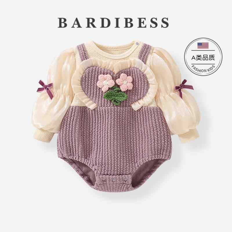 ベビー ロンパース ジャンプスーツ カバーオール 赤ちゃん品 おしゃれ ファッション ワンピース 春生児 女の子 長袖 プリンセス かわいい 女の子 フラワー