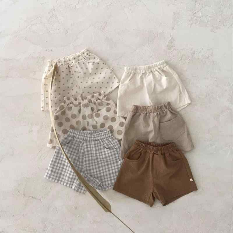 韓国 薄手 ベビー コットン リネン ショート パンツ 男の子 女の子 夏 ゆったり 通気性 ある パンツ ミドルライズ