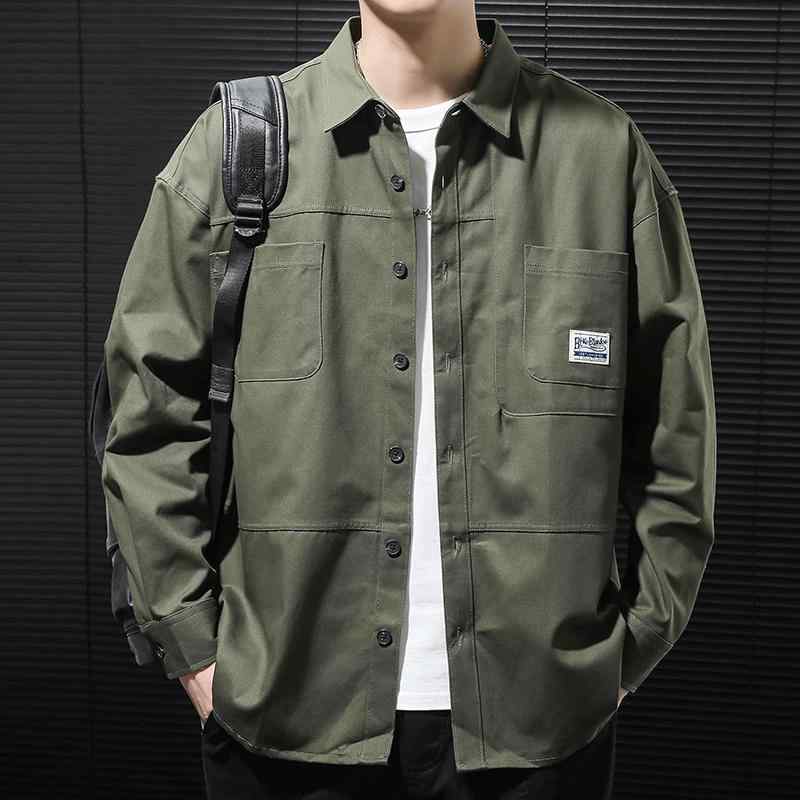 メンズ ジャケット メンズ ファッション 春 長袖 ゆったり 大きめサイズ トップス スクエアネック ワーク シャツ カジュアル