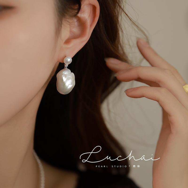 ピアス レディース アクセサリー 上品 パーティー 結婚式 バロック 白 蝶 パール スター リング シルバー 軽量 豪華感 秋冬