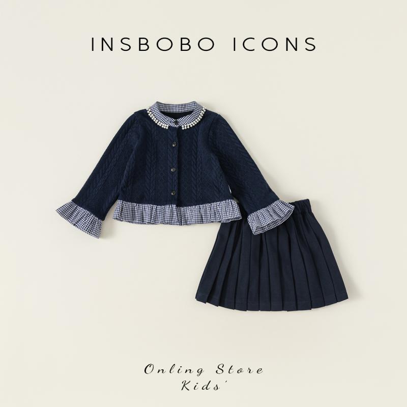 キッズファッション トップス ジャケット シャツ セットアップ セット ショート スカート プリーツ 長袖 かわいい カジュアル 普段着 子供服 春秋