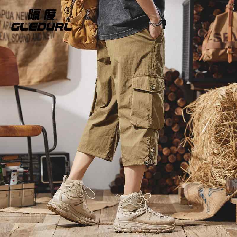 ハーフパンツ メンズ アメリカン レトロ カーゴ ショーツ 夏 ミディアム パンツ ゆったり 薄手 カジュアル クロップドパンツ ストレッチ性 ファッション
