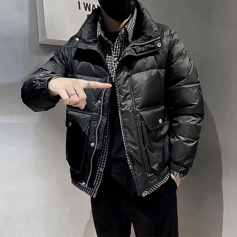 ジャケット アウター 上着 メンズ フェイクセットアップ ダウンジャケット 冬 軽い 薄手 チェック 暖かい 大きめサイズ おしゃれ ファッション モノトーン