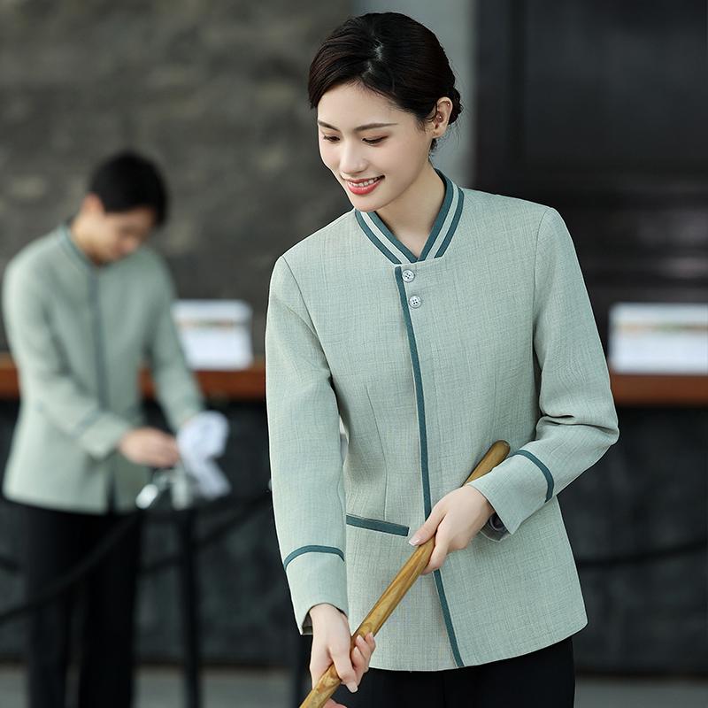 ハウスキーパー 制服 レディース メンズ ユニフォーム ホテル 清掃 クリーニング 爽やか 清潔感 作業着 長袖 エレガント ハウスキーピング