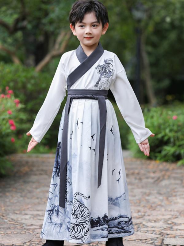 漢服 民族衣装 コスチューム 男の子 キッズ 女子 少年 少女 リトルマスター 綿 メッシュ プリント 学校 レトロ グラデーション 制服 男の子 秋服 コンプリートセット 女の子 衣装 ダンス