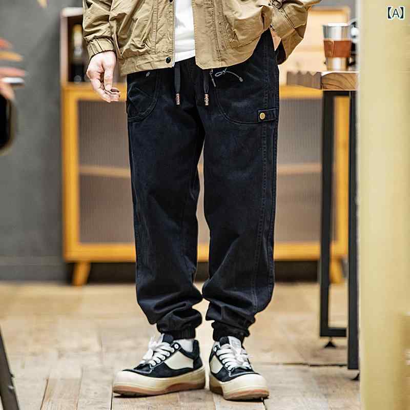 メンズ 春秋 綿 男の子 ゆったり 大きめサイズ ズボン アメリカン 快適 カジュアル パンツ レジャー ポケット飾り ロング