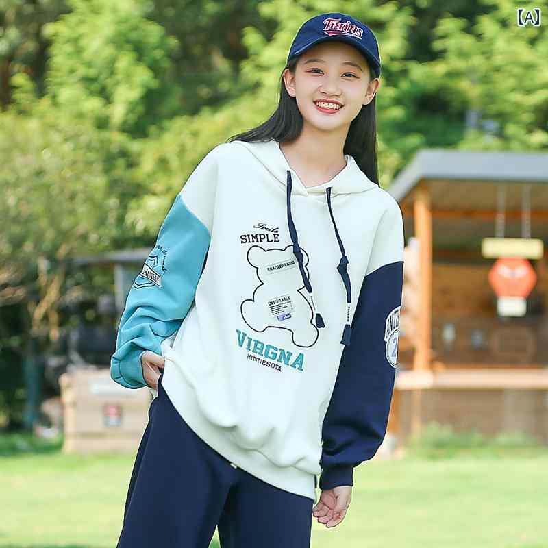 女の子 セットアップ 2点セット パンツ スウェット フーディー かわいい スポーティー カジュアル リラックス 春春秋 デイリーウェア おしゃれ 中学 高校 学生｜セキュアデポ