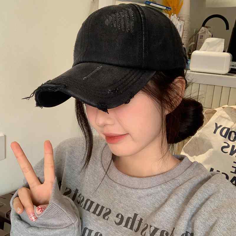 ベースボールキャップ ファッション 帽子 ひさし帽 日よけ アウトドア デニム ヴィンテージ風 ダメージ加工 かわいい レディース 装飾 外出 屋外 レジャー レディース 春夏