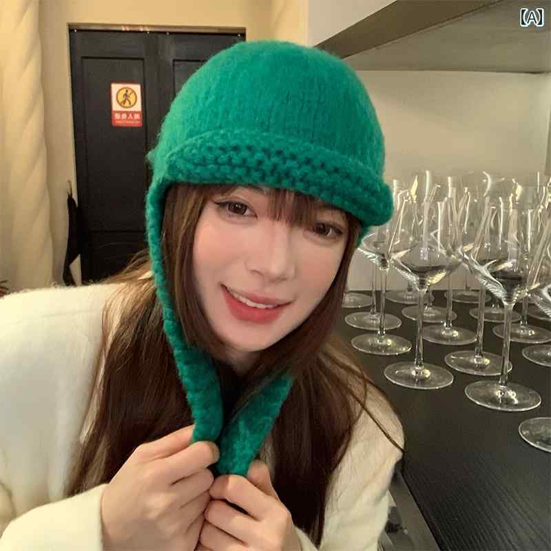 帽子 エスニック ボヘミアン レディース レディース 手編み ウール 韓国 暖かい 防寒性 フライング サンダー ハット 冬 厚手 ニット 耳保護 4,321円