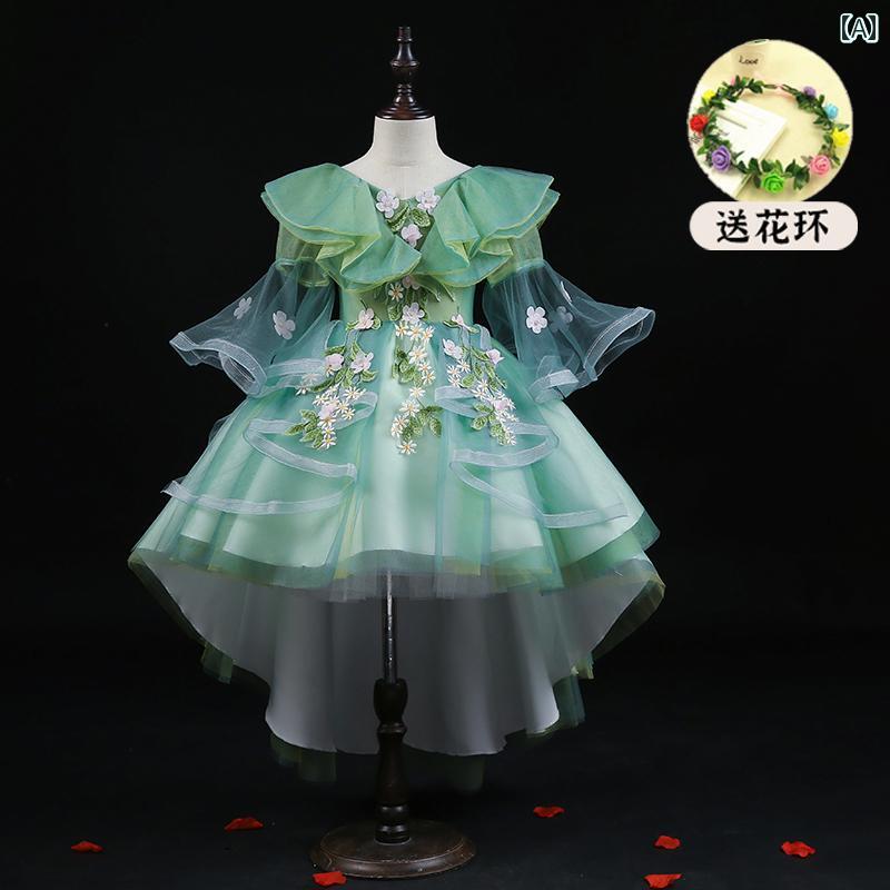 キッズ パーティードレス ジュニア ファッション 女の子 子供服 ガール 豪華感 かわいい プリンセス フラワーガール イベント 結婚式 誕生会 衣装 発表会