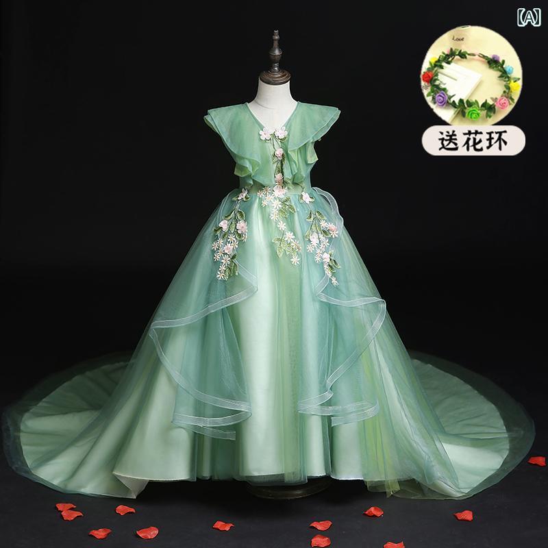 キッズ パーティードレス ジュニア ファッション 女の子 子供服 ガール 豪華感 かわいい プリンセス フラワーガール イベント 結婚式 誕生会 衣装 発表会