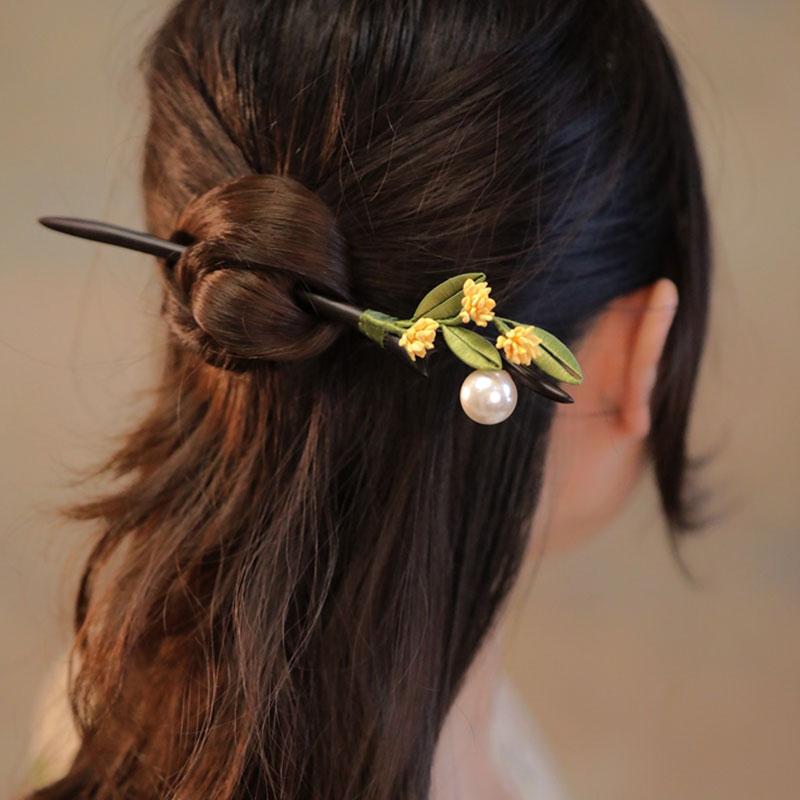 ヘアアクセサリー かんざし ヘアピン 木 花 頭 髪飾り 髪留め パール 魅惑 ギフト レトロ おしゃれ レトロ レディース シンプル 大人式 母の日 クラシックモダン 装飾品 撮影 小道具 レディース