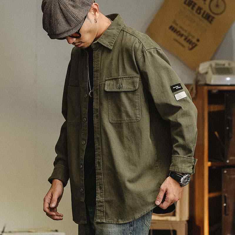 シャツ メンズ おしゃれ ファッション トップス 秋 アメリカン ワークウェア 長袖 コットン カジュアル ジャケット 大きめサイズ ゆったり 耐摩耗 デイリー