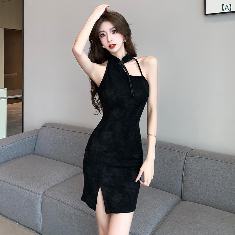 チャイナ ドレス レディース フレンチ ショート ドレス セクシー タイト スタイリッシュ 中華風 イベント フェス パーティー 結婚式 ディナー ステージ キャバ 夜 デート アップ 映え