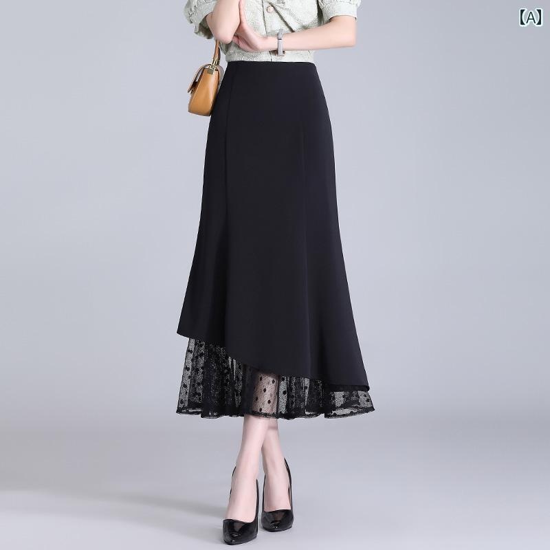 レディース 春夏 ワンステップスカート タイトスカート シフォンスカート 涼感 丈スカート ロングスカート レディース