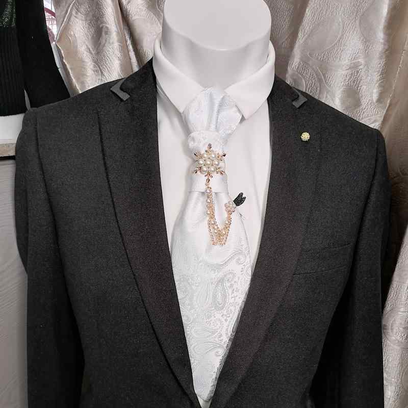 アクセサリー メンズ フォーマル ネクタイ スノーフレーク タッセル チェーン ノット スーツ 襟 結婚式 ガーゼ 服 小道具 写真家 パール ネクタイ