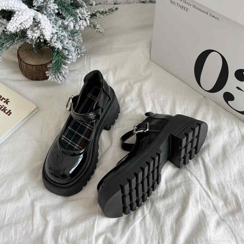 レディース 革靴 学生 かわいい JK 制服 靴 英国 小さい メリージェーン ハイヒール レトロ シングル シューズ 黒