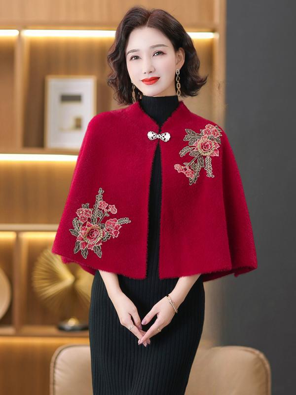 ベストガール秋冬アウターチャイナドレスストールアウターレトロ民族中国風唐物刺繍スタンドカラーショート丈トップス チャイナドレス ストールの通販