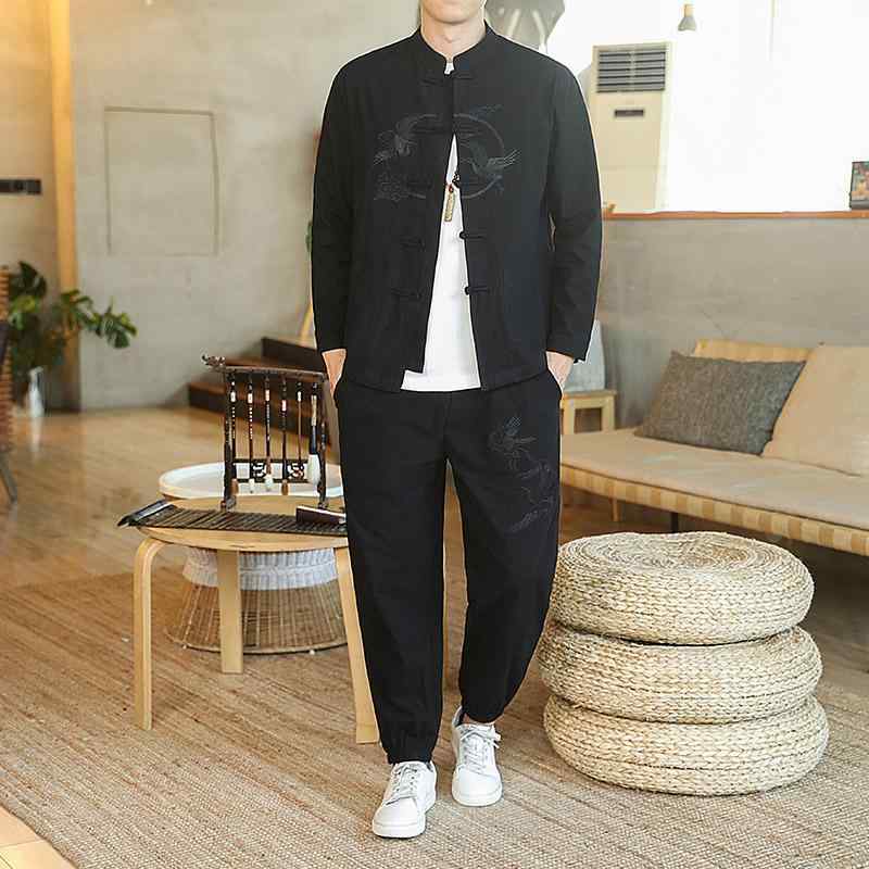 メンズ 秋 春 中国 刺しゅう 唐 背広 背広 中華風 成人男性服 綿 リネン 流行り物 上着 背広 レトロ 背広 仕掛ける