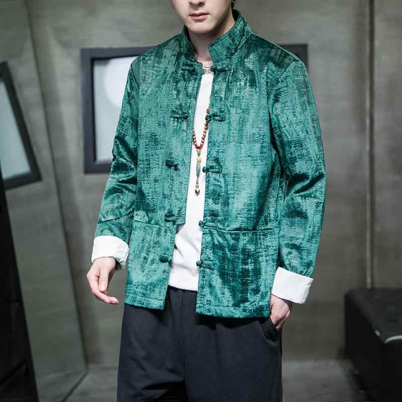 ジャケット メンズ 秋 冬 ジャカード プレート バックル 中国 唐 スーツ 中華風 ファッション レトロ 漢服 中国 チュニック スーツ ゆったり 大きいサイズ
